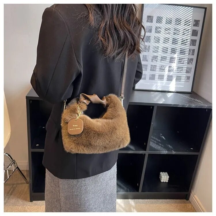 Half Moon Fur Handbag