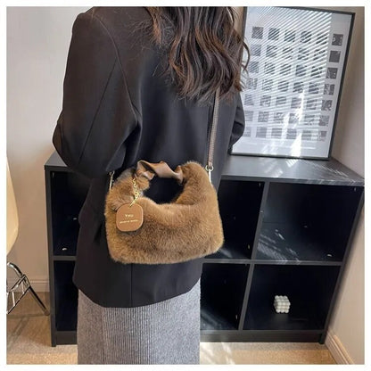 Half Moon Fur Handbag