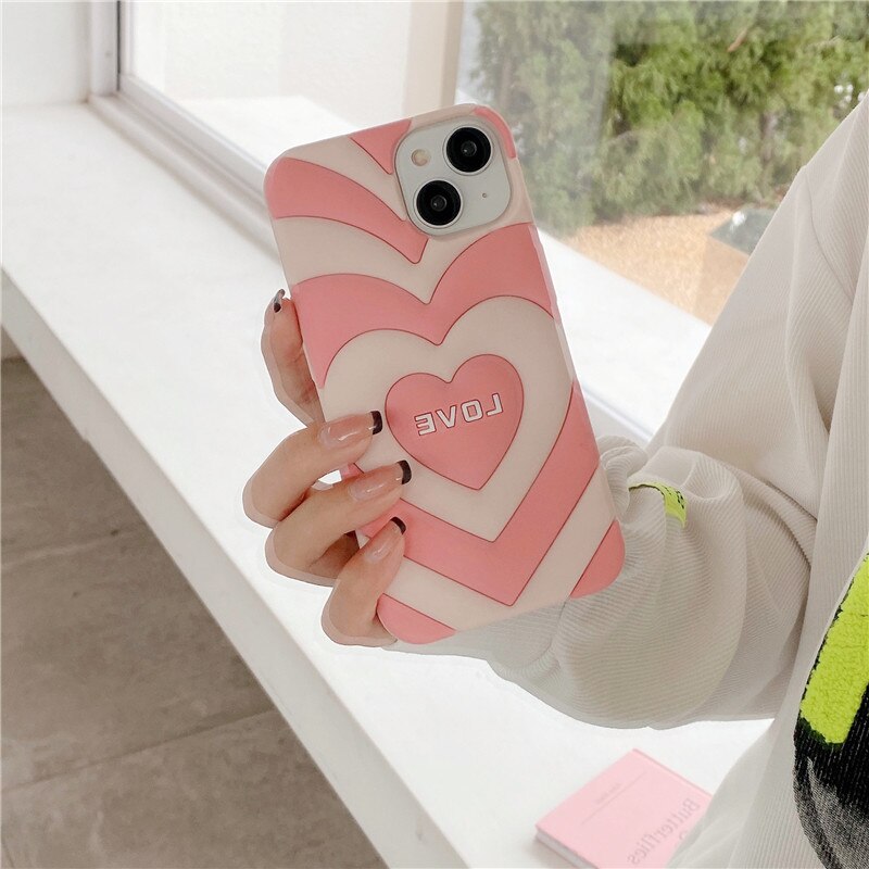 3D Pink Heart Phone Case