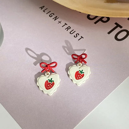 Red Strawberry Bowknot Earring