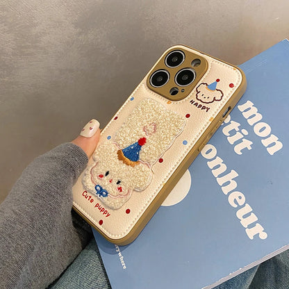 Plush Embroidered Dog Phonecase