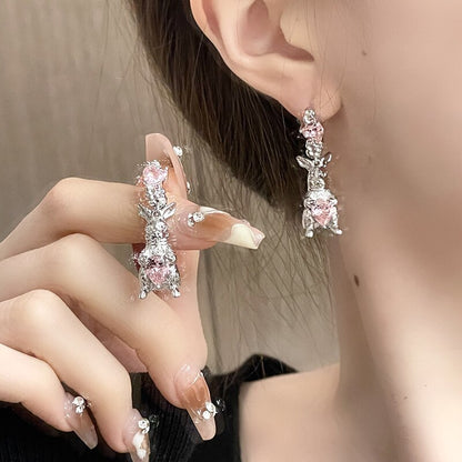 Y2K Pink Rhinestone Earrings