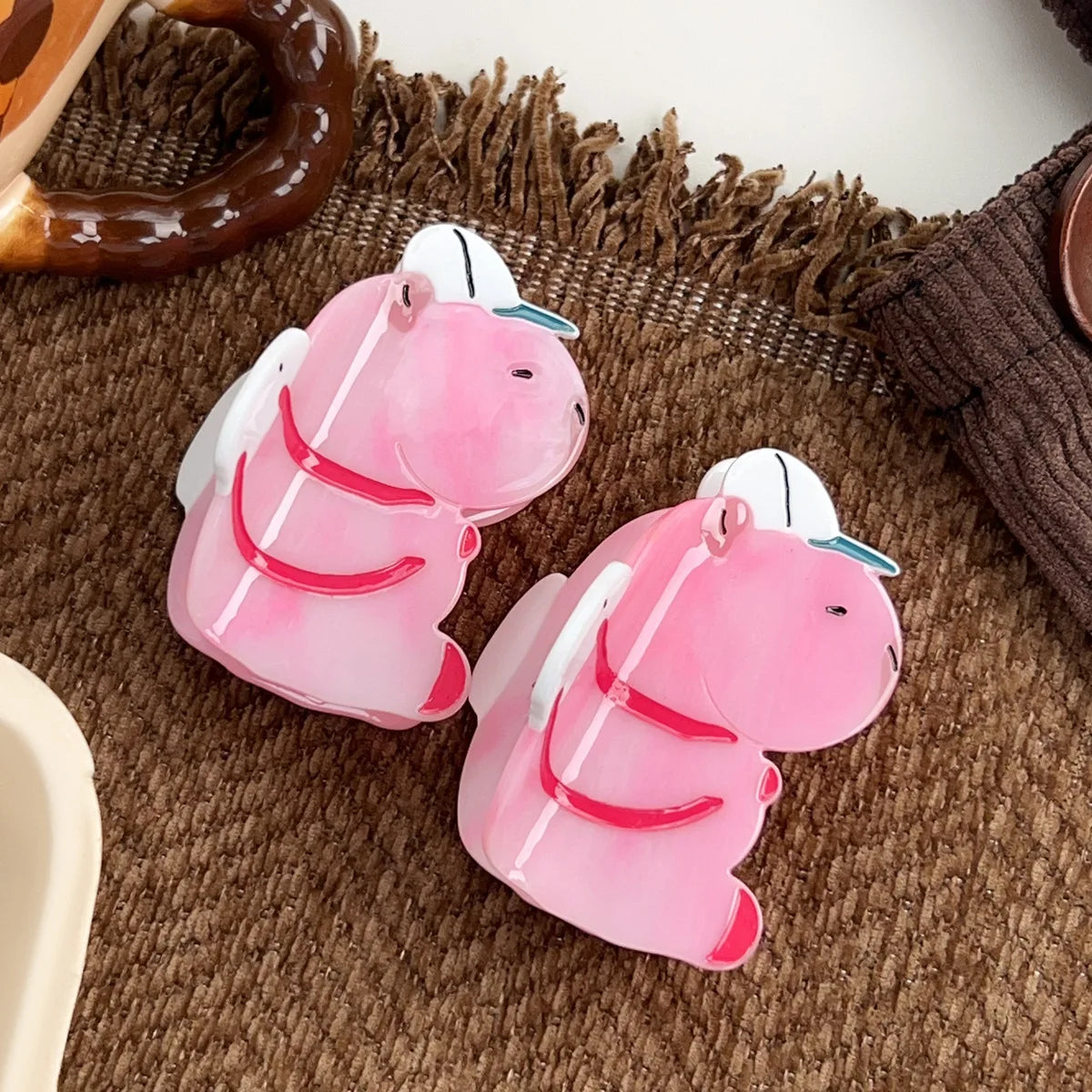 Pink Capybara Hair Claw Clip