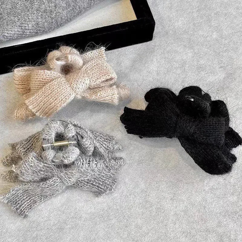 Knitted Bow Hair Claw Clip