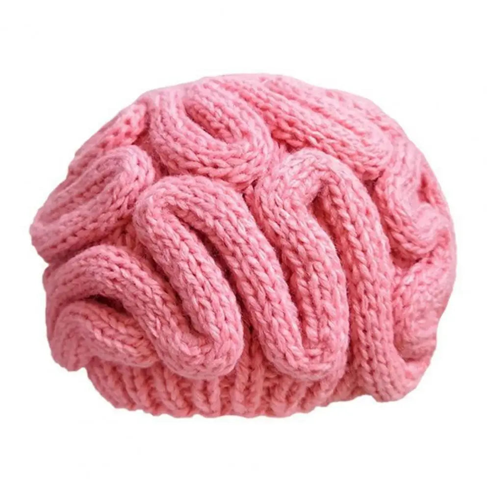 Pink Knitted Brain Beanie