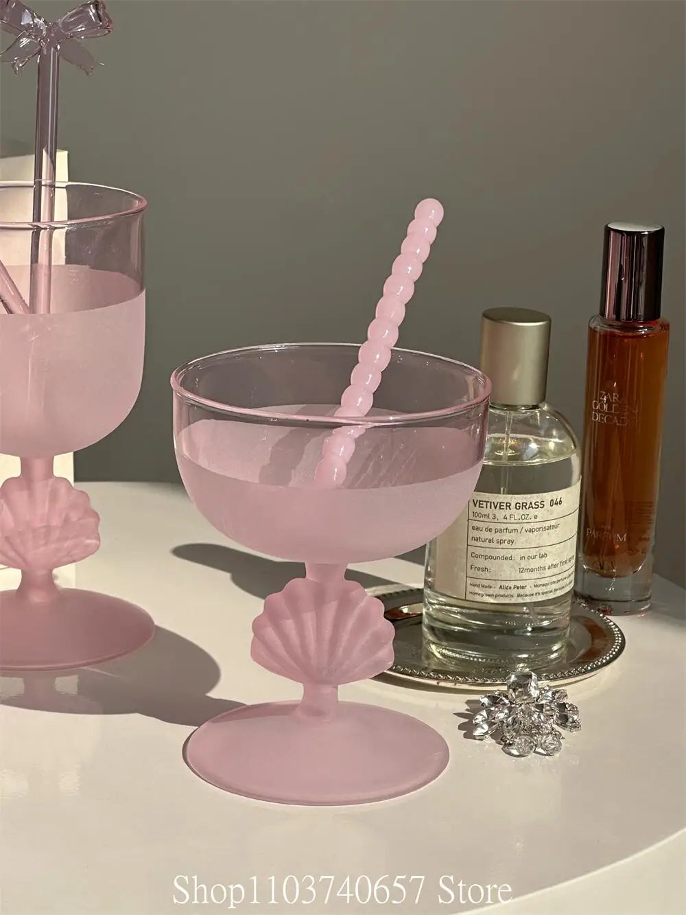 Pink Shell Wine Glass