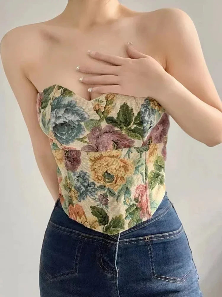 Vintage Embroidery Corset Top