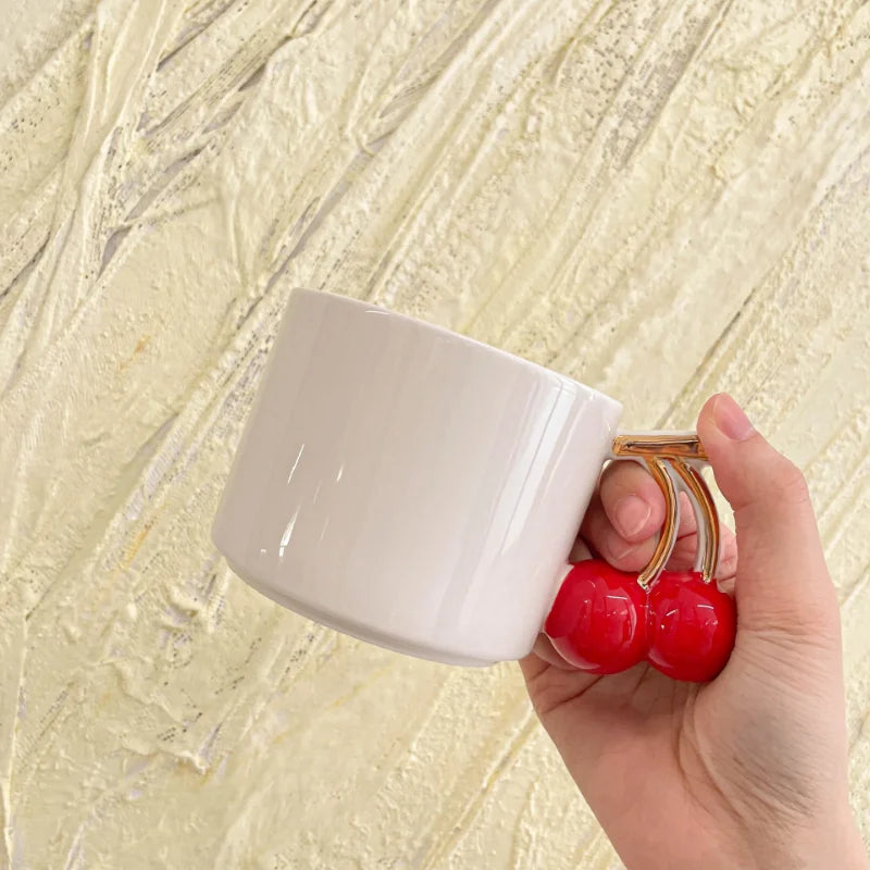 Hand-Painted Cherry Ceramic Mug