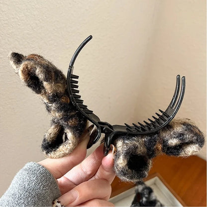 Leopard Plush  Hair Claw Clip