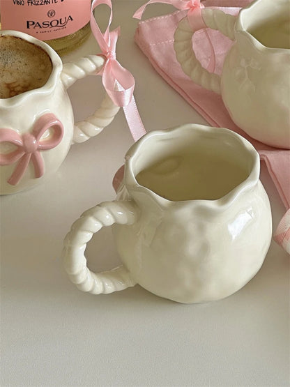 Handmade Pink Bow Ceramic Mug