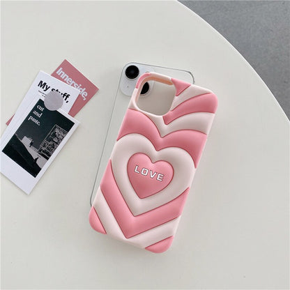 3D Pink Heart Phone Case