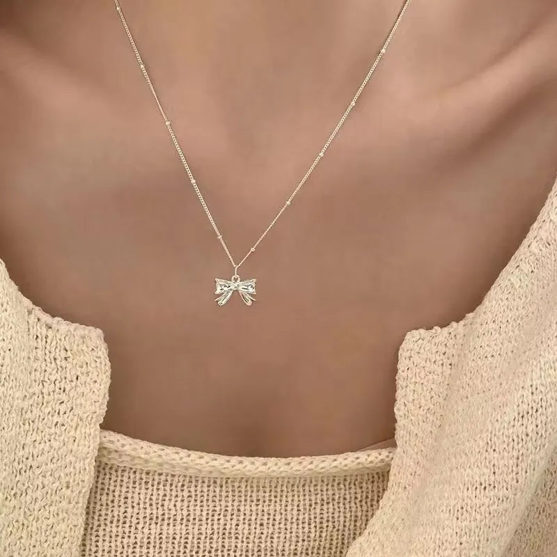 Silver Bow Necklace