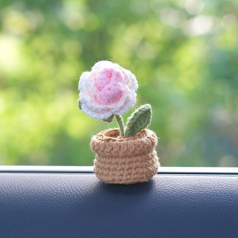 Mini Handmade Crochet Flowers Pots