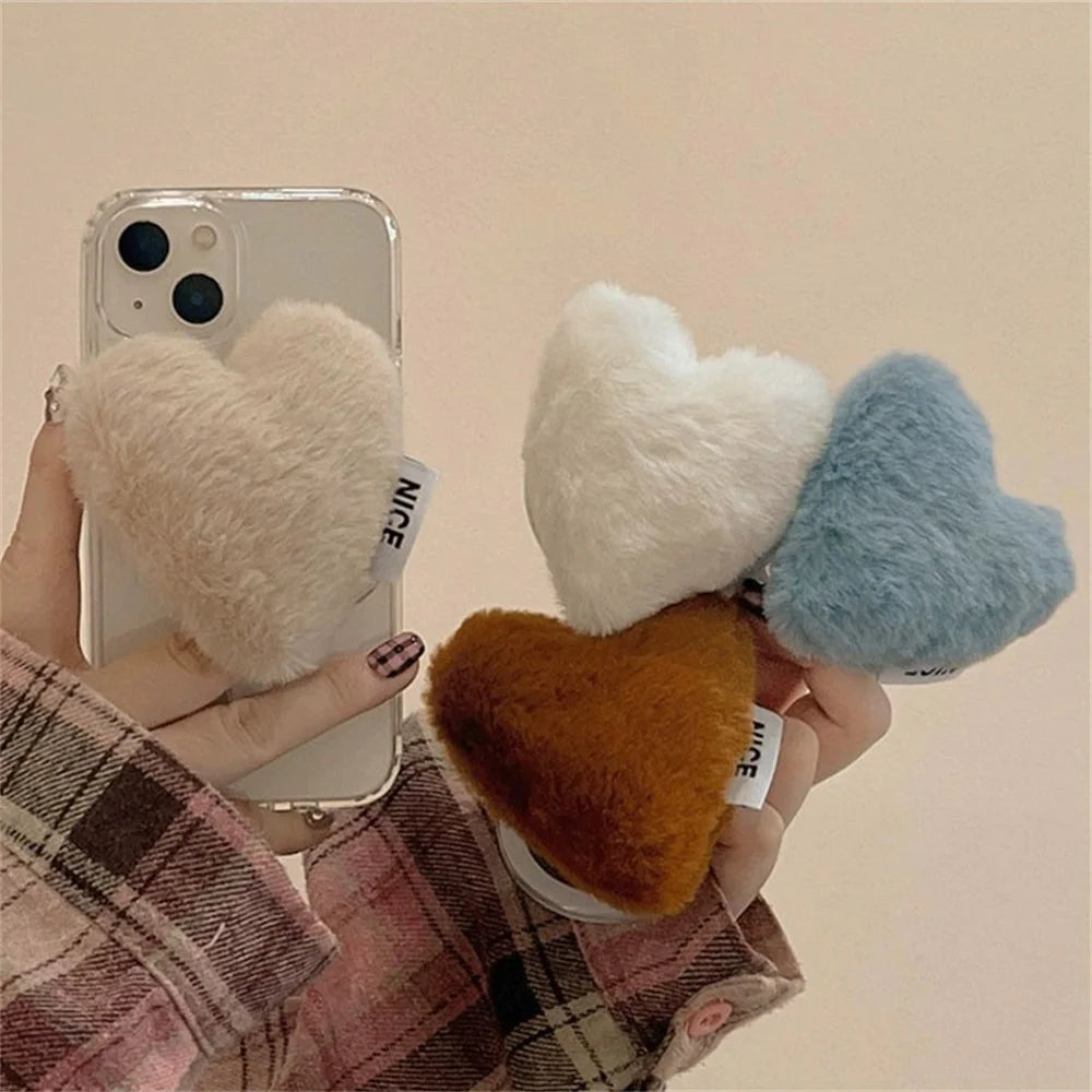 Furry Heart Plush Pop-Socket