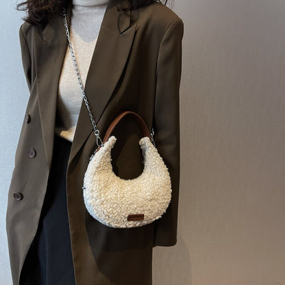 Fur Half Moon Handbag