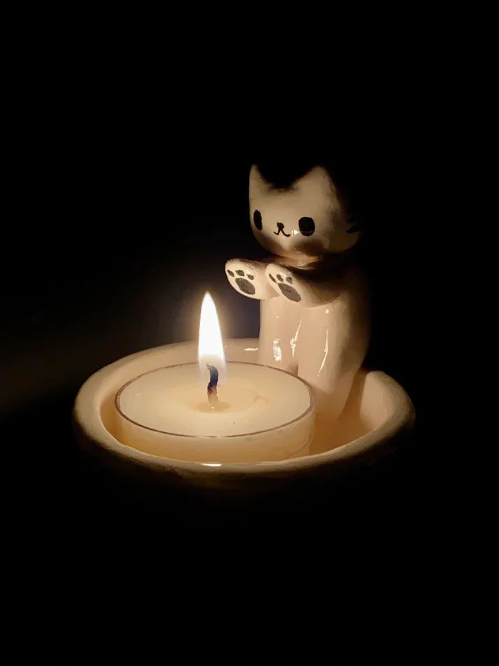 Kitten Candle Holder Handmade