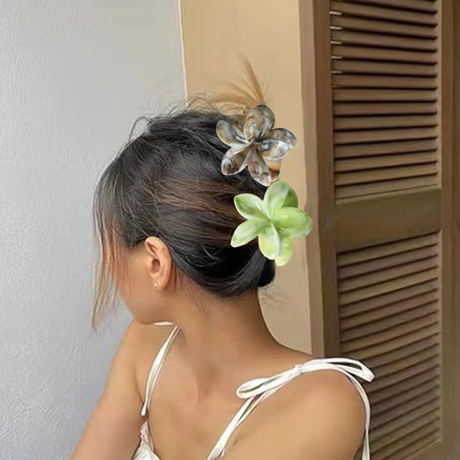 Marble Flower Hair Clip