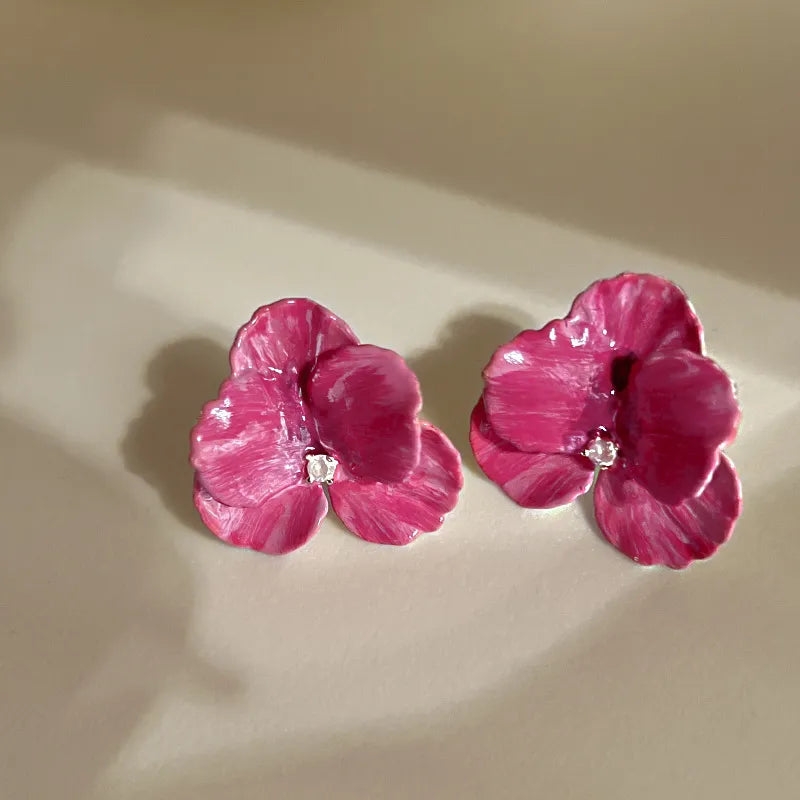 Pink Flower Earrings