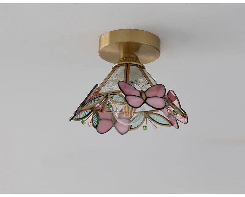 Stained Glass Butterfly Pendant Lamp