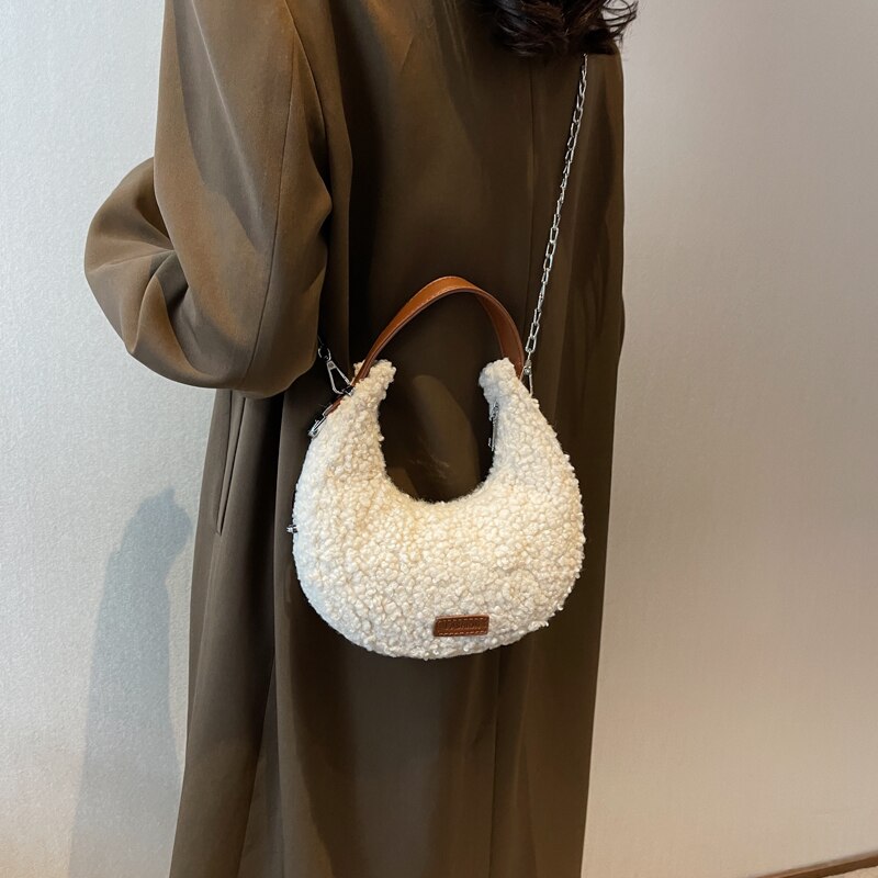 Fur Half Moon Handbag