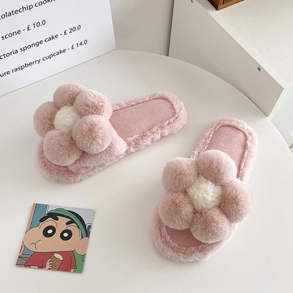 Plush Flower Slippers