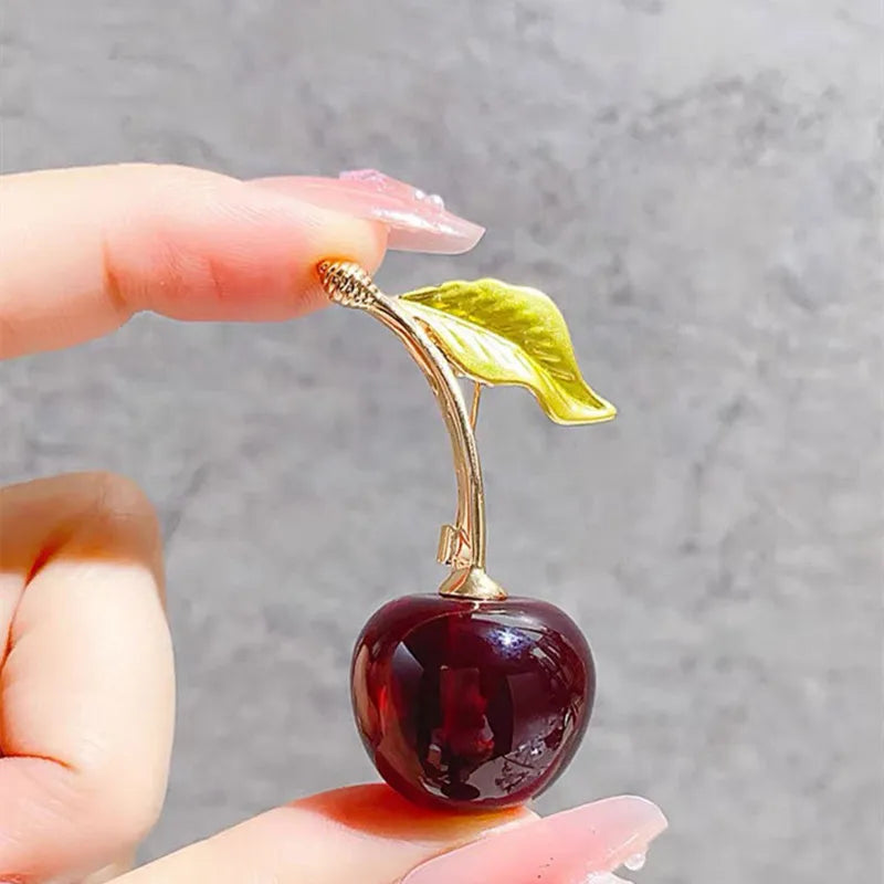 Red Cherry Brooch Pin