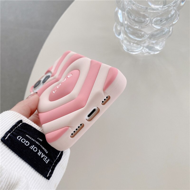 3D Pink Heart Phone Case