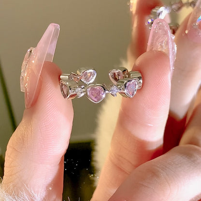 Y2K Pink Rhinestone Rings