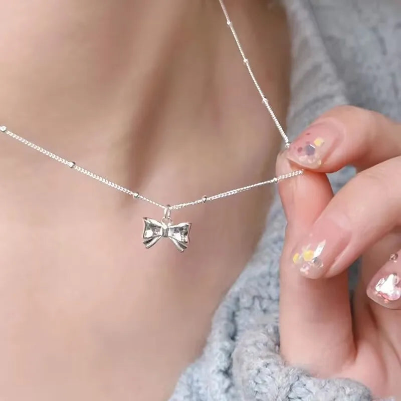 Silver Bow Necklace