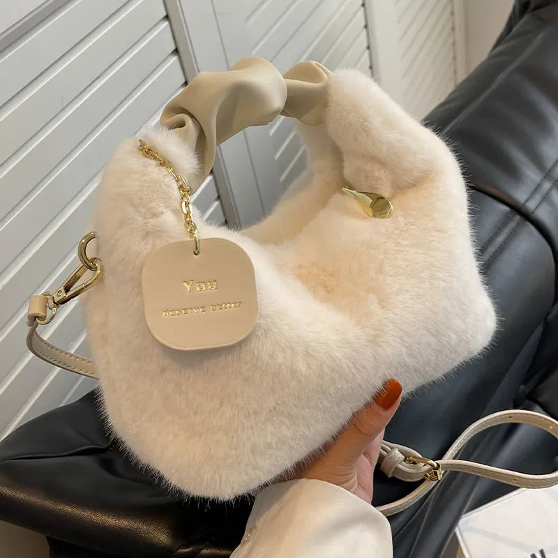 Half Moon Fur Handbag