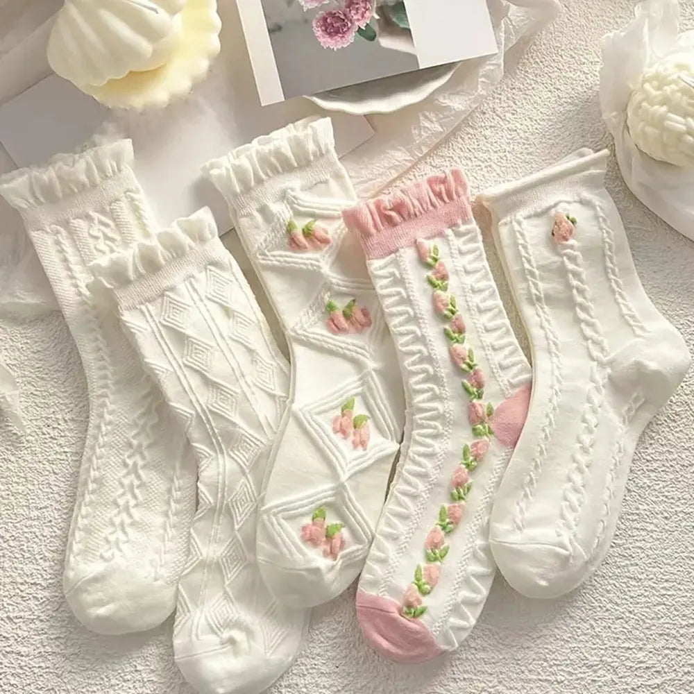 Ruffled Soft Socks - 5Pairs
