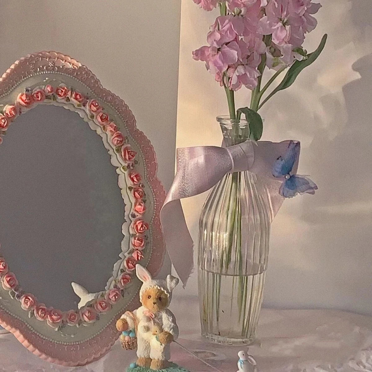 Pink Rose Vintage Mirror