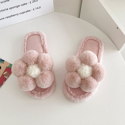 Plush Flower Slippers