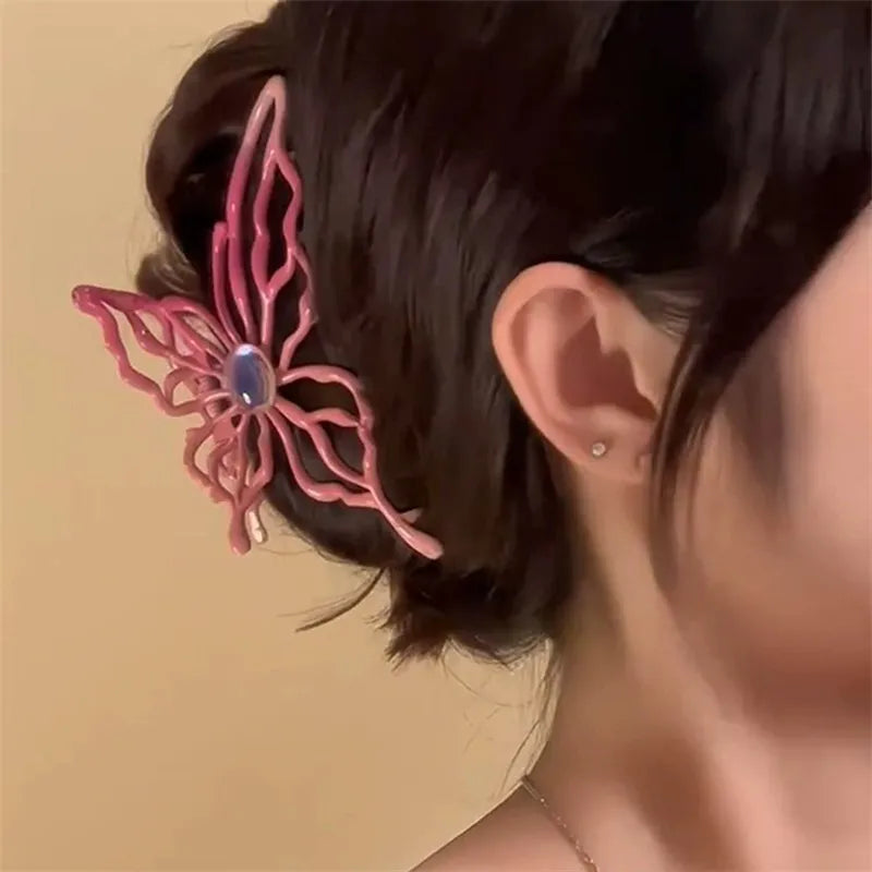 Y2k Metallic Butterfly Claw Clip