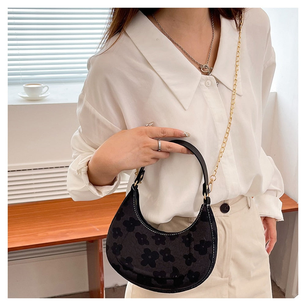 Crescent Daisy Shoulder Bag