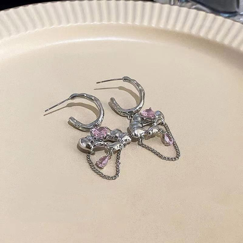 Y2K Pink Rhinestone Earrings