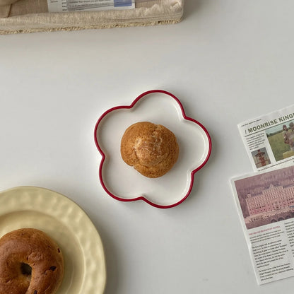 Vintage Red Flower Plate