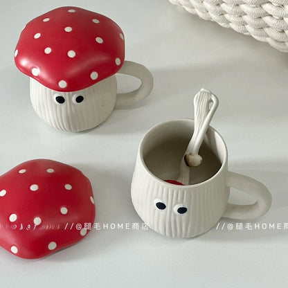 Mushroom Ceramic Mug and Spoon