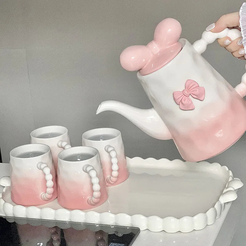 Pink Gradient Ceramic Teapot Set