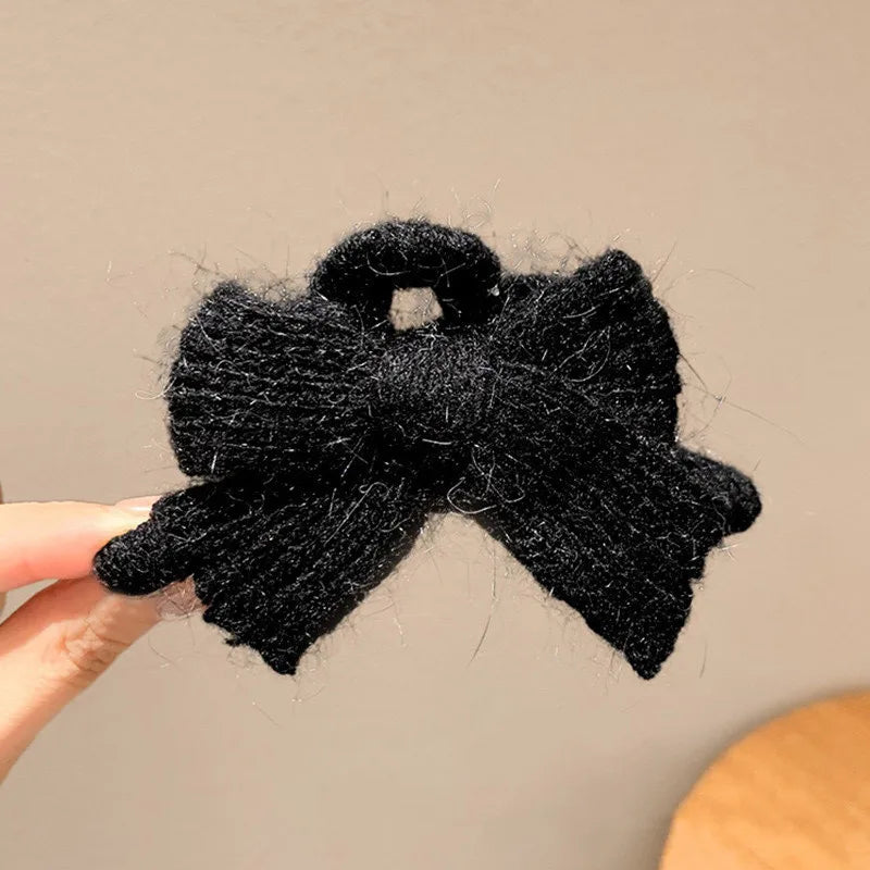 Knitted Bow Hair Claw Clip