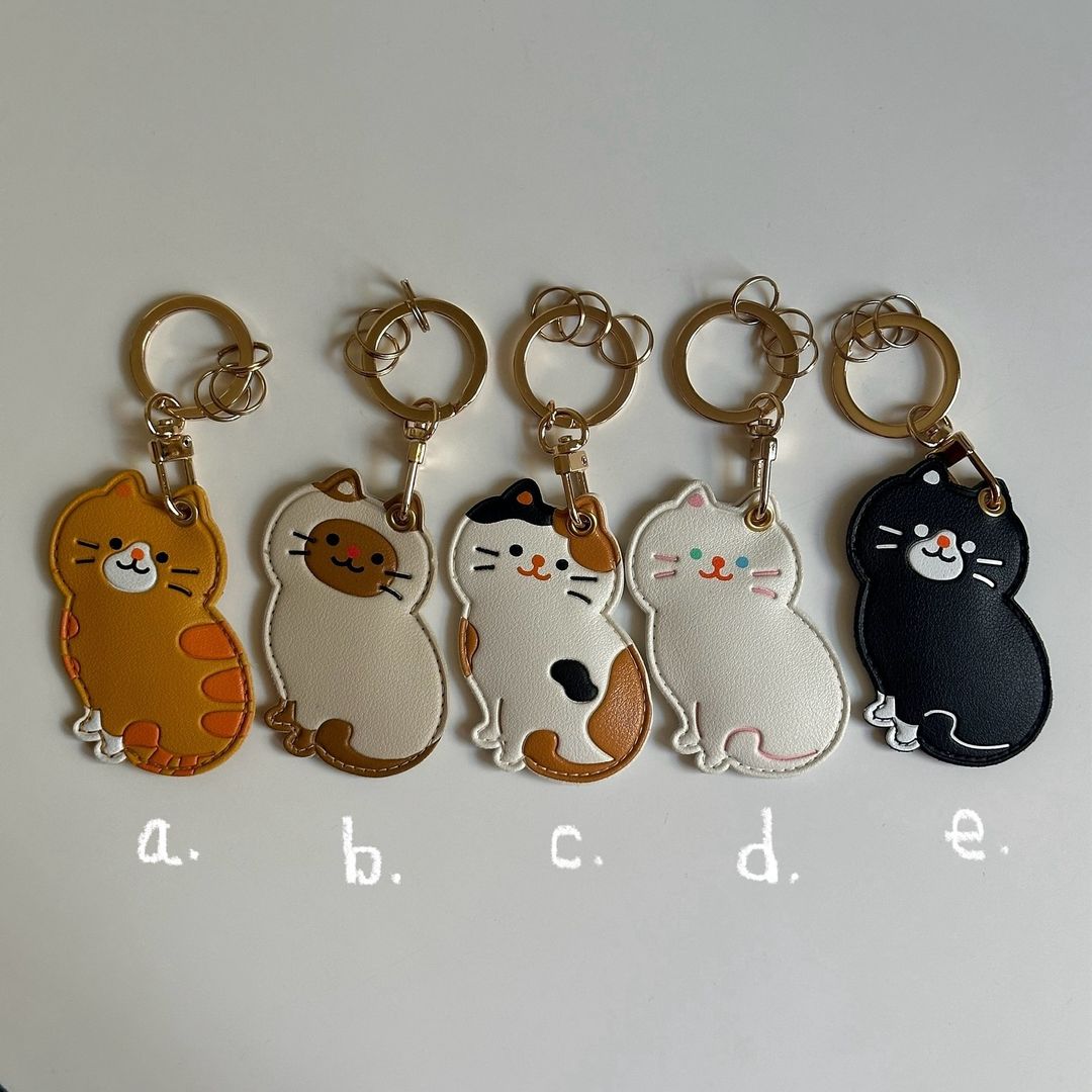 Leather Cat Keychain