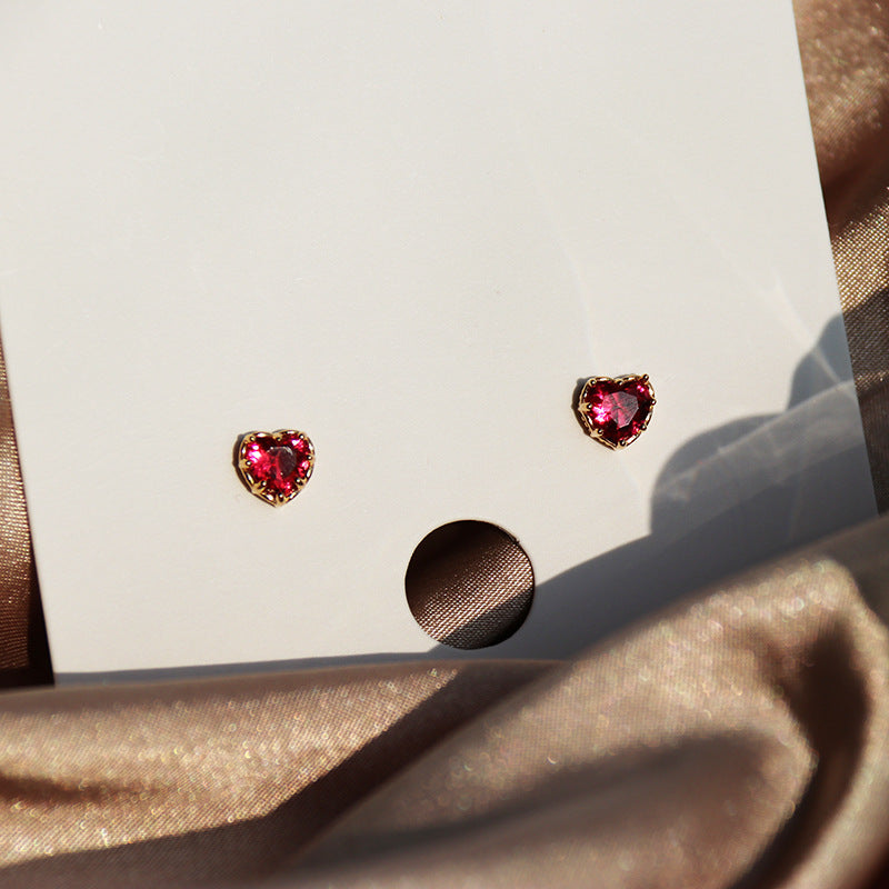 Red Heart Stud Earrings