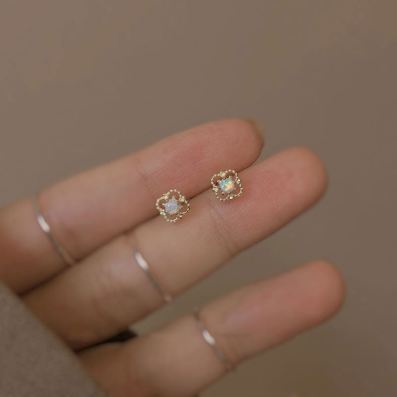 Dainty Lace Opal Earring Studs