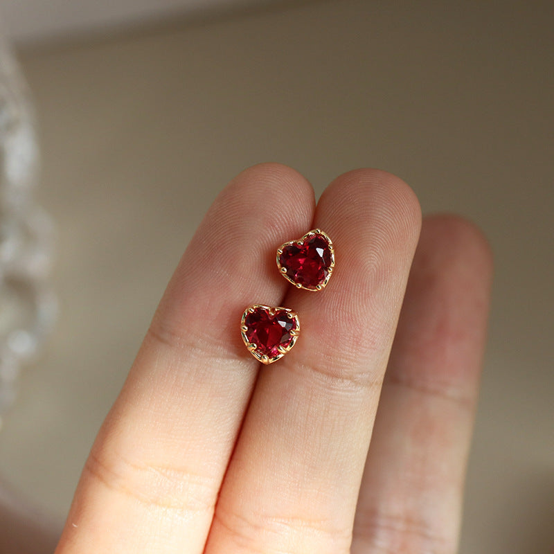 Red Heart Stud Earrings