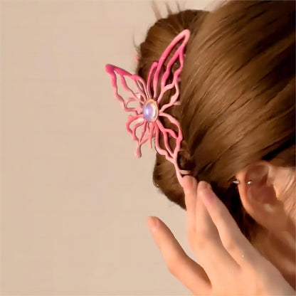 Y2k Metallic Butterfly Claw Clip