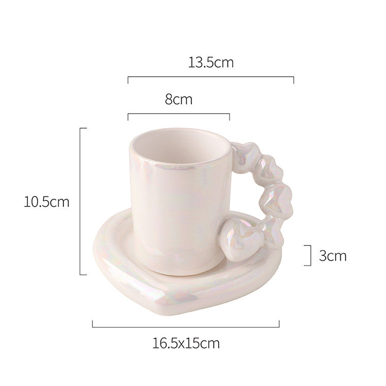 Hearts Ceramic Cup And Saucer Set