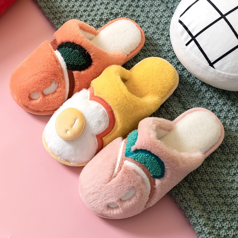 Couple Fruit Plush Slippers