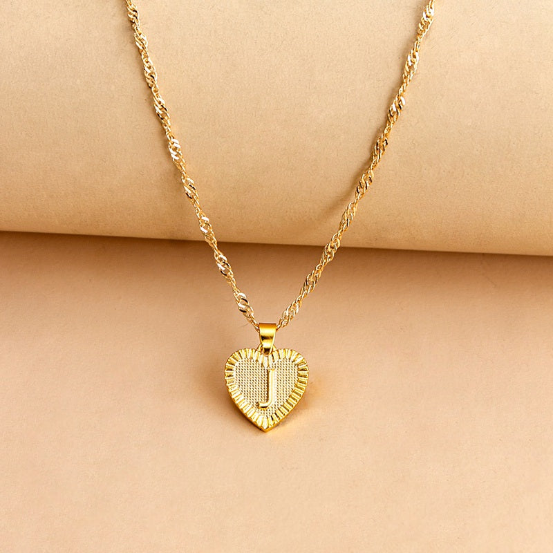 Vintage Initial Heart Necklace