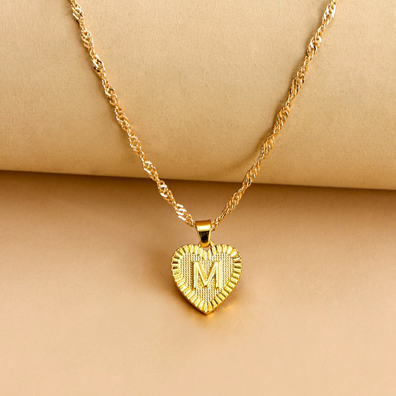 Vintage Initial Heart Necklace