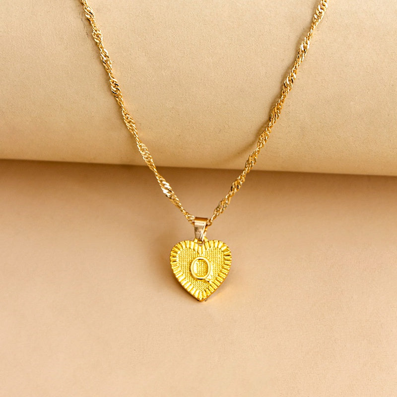 Vintage Initial Heart Necklace